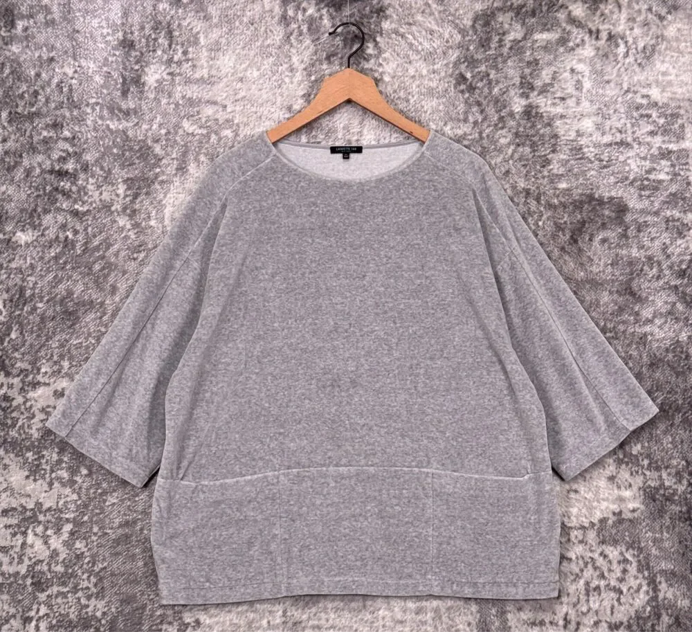 Lafayette 148 Top Medium / Large Womens Gray Relax Fit Towel Terry
